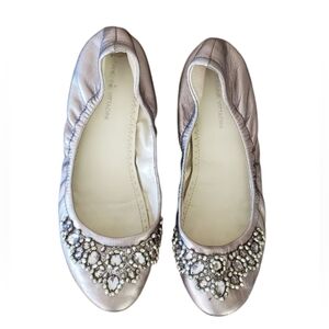 Adrienne Vittadini Leather Ballet Flats, Pewter Size 6.5